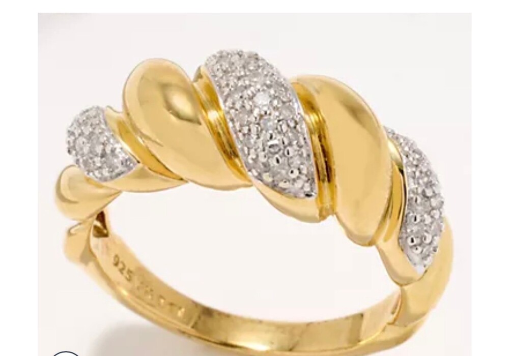Accents by Affinity Pave 0.25 cttw San Marco Ring, Sterling Silver 14k
